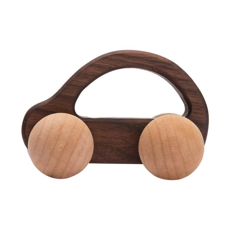 Voiture en Bois pour Bébé – Jouet Montessori Éducatif en Bois de Hêtre, Véhicule Cartoon, Jouet de Dentition et Cadeau de Naissance