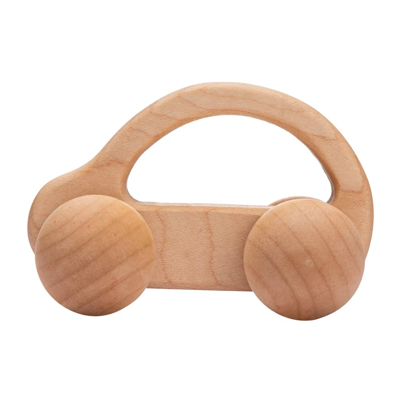 Voiture en Bois pour Bébé – Jouet Montessori Éducatif en Bois de Hêtre, Véhicule Cartoon, Jouet de Dentition et Cadeau de Naissance