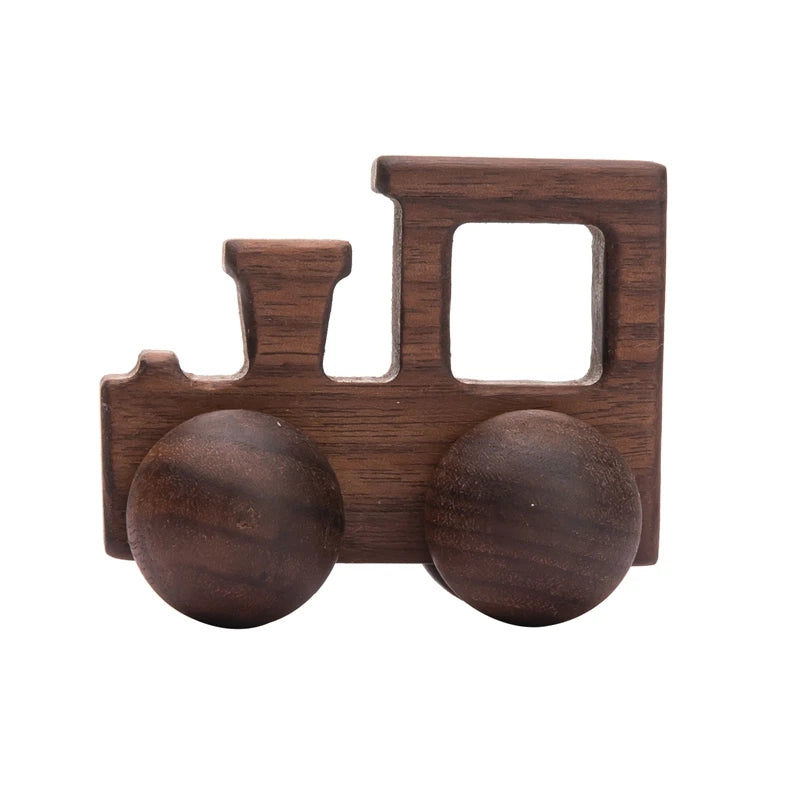 Voiture en Bois pour Bébé – Jouet Montessori Éducatif en Bois de Hêtre, Véhicule Cartoon, Jouet de Dentition et Cadeau de Naissance