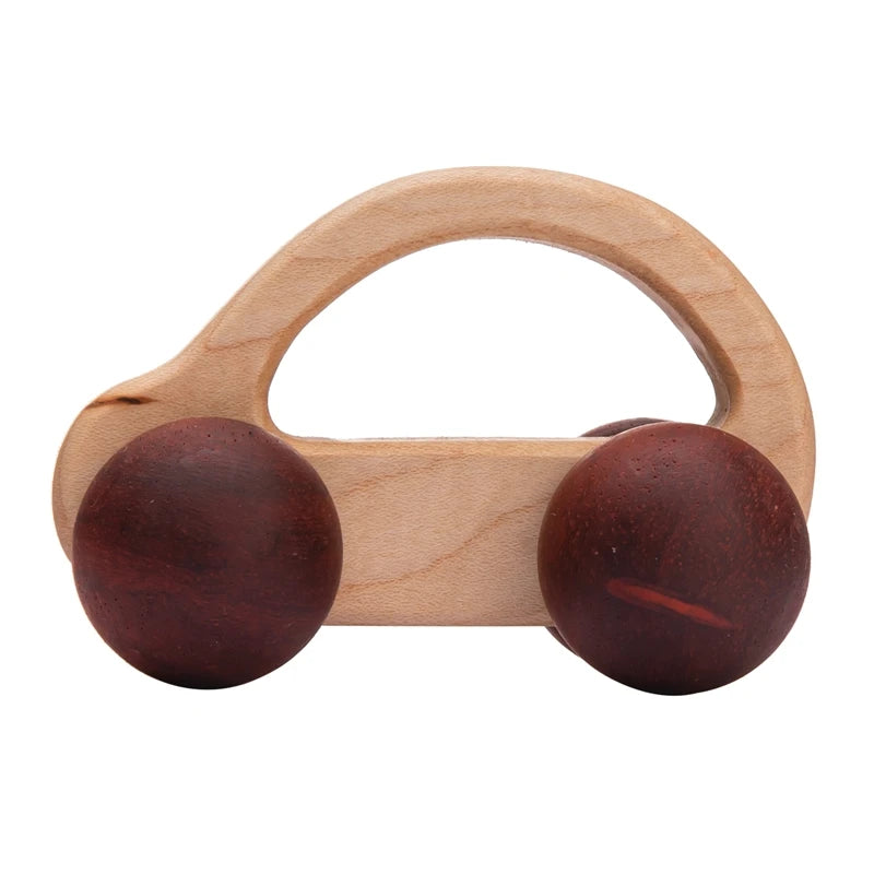 Voiture en Bois pour Bébé – Jouet Montessori Éducatif en Bois de Hêtre, Véhicule Cartoon, Jouet de Dentition et Cadeau de Naissance