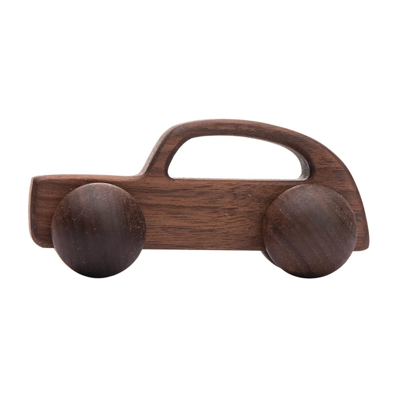 Voiture en Bois pour Bébé – Jouet Montessori Éducatif en Bois de Hêtre, Véhicule Cartoon, Jouet de Dentition et Cadeau de Naissance