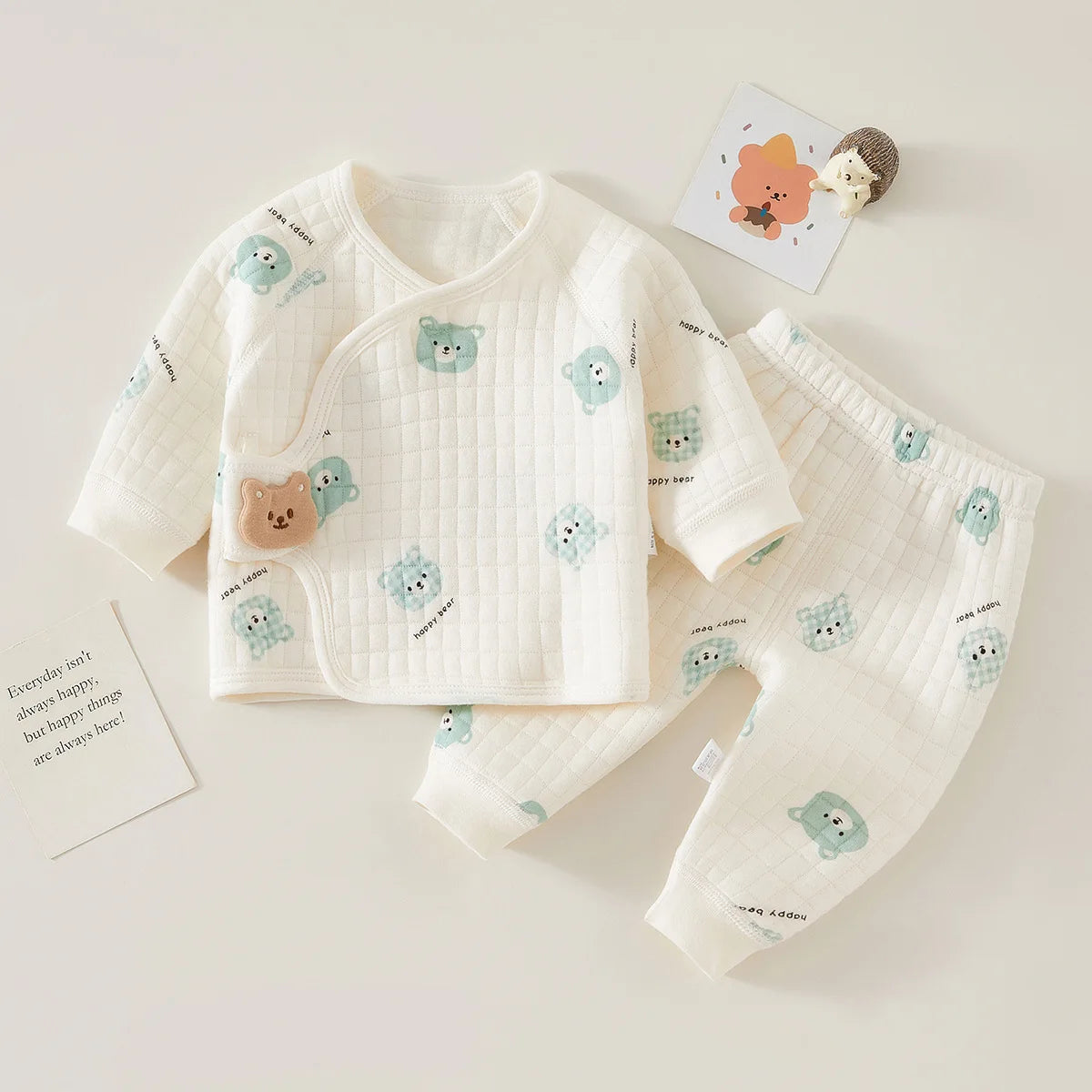 Ensemble pyjama bébé chaud – Sous-vêtement thermique motif ours