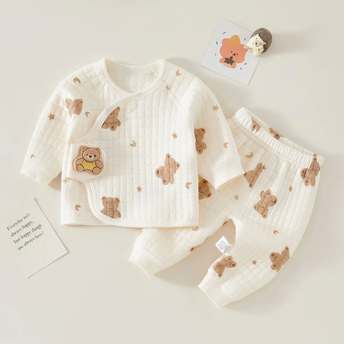 Ensemble pyjama bébé chaud – Sous-vêtement thermique motif ours