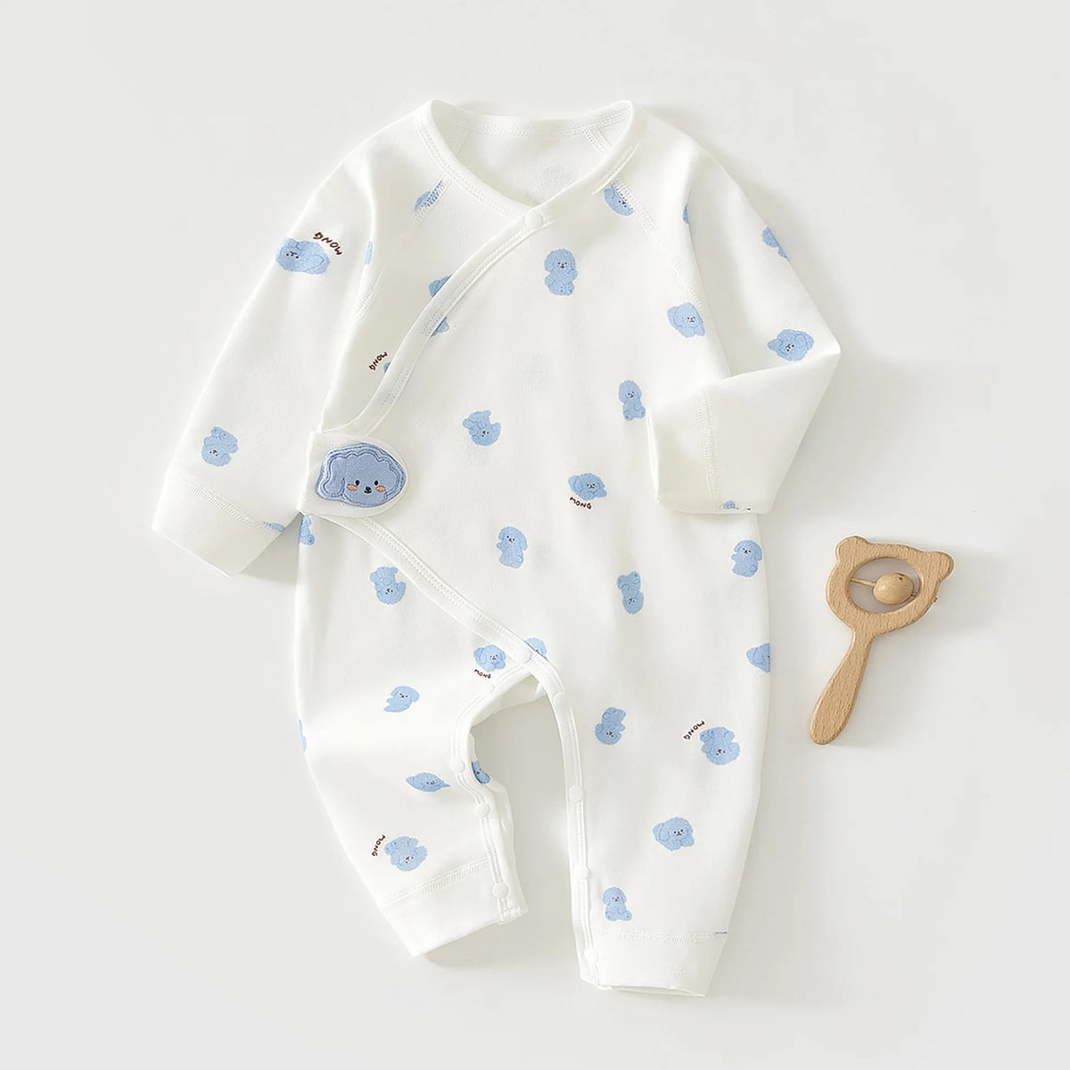 Combinaison bébé 0–6 mois en coton – Manches longues et motif cartoon