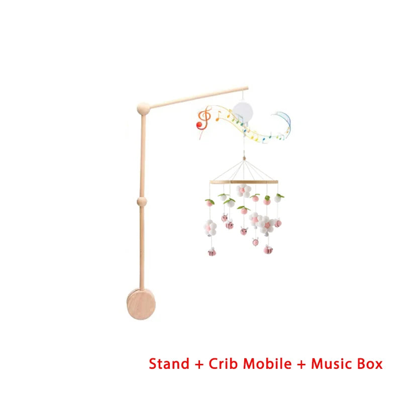Mobile bébé en bois – Ourson en feutrine, jouet d’éveil & boîte à musique