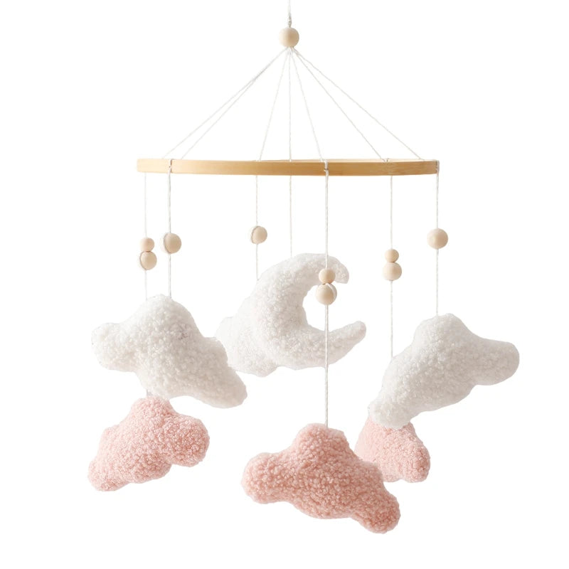 Mobile bébé en bois – Ourson en feutrine, jouet d’éveil & boîte à musique