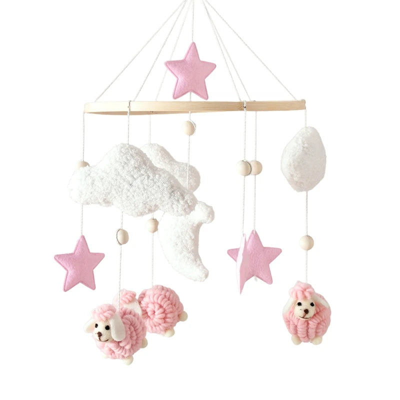 Mobile bébé en bois – Ourson en feutrine, jouet d’éveil & boîte à musique