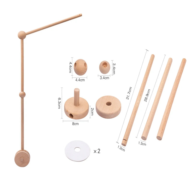 Mobile bébé en bois – Ourson en feutrine, jouet d’éveil & boîte à musique