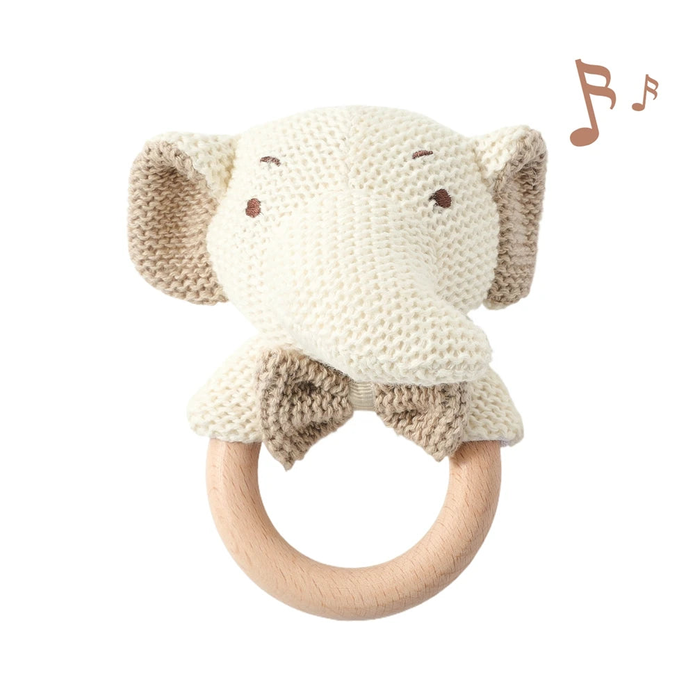 Hochet Bébé en Bois – Petit Ourson en Crochet | Jouet d’Éveil & Anneau de Dentition