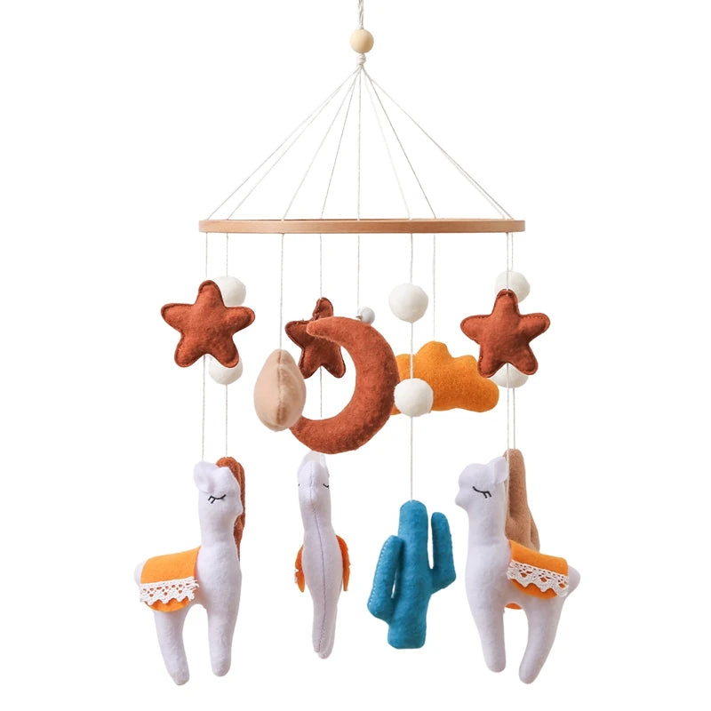 Mobile bébé en bois – Ourson en feutrine, jouet d’éveil & boîte à musique