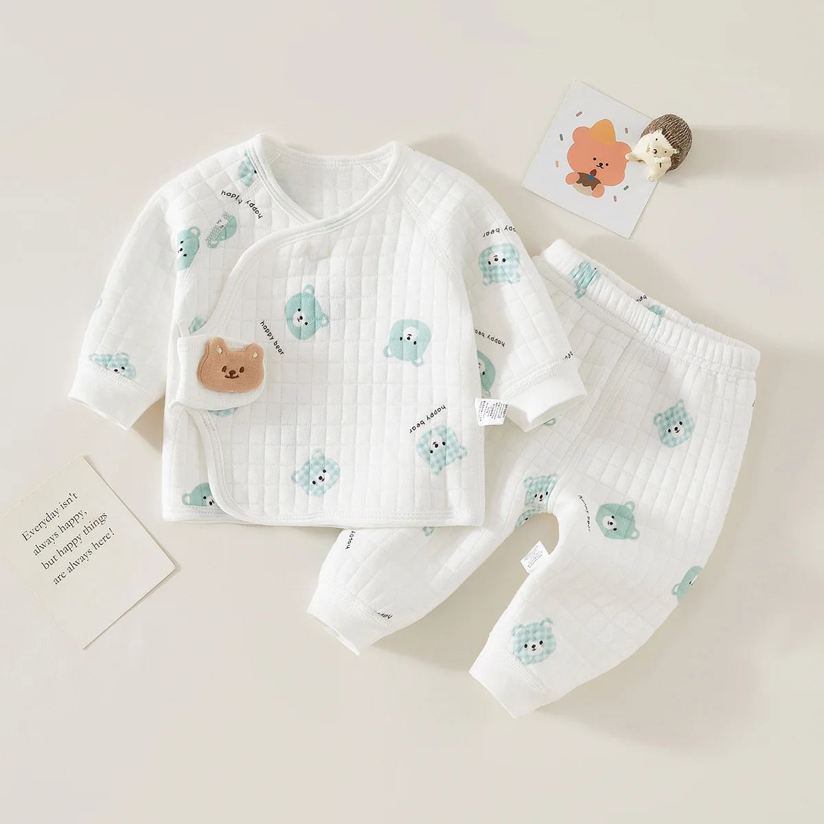 Ensemble pyjama bébé chaud – Sous-vêtement thermique motif ours