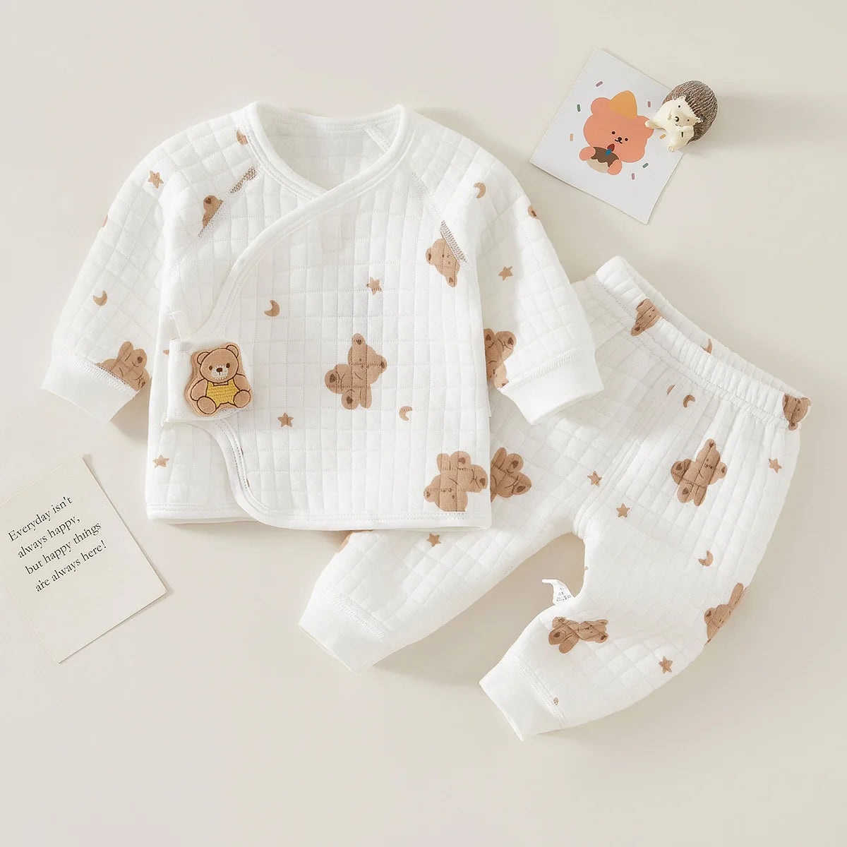 Ensemble pyjama bébé chaud – Sous-vêtement thermique motif ours