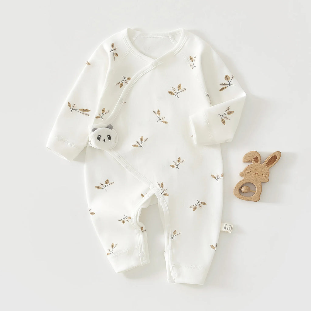 Combinaison bébé 0–6 mois en coton – Manches longues et motif cartoon