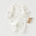 Combinaison bébé 0–6 mois en coton – Manches longues et motif cartoon