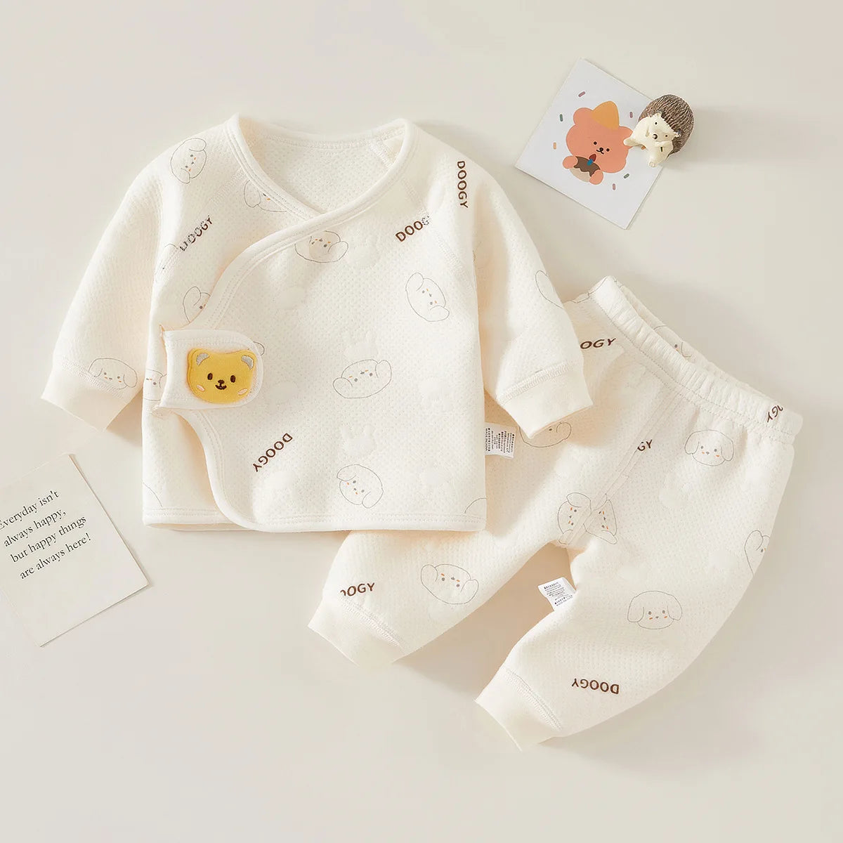 Ensemble pyjama bébé chaud – Sous-vêtement thermique motif ours