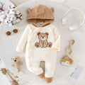 Combinaison bébé ours en peluche avec bonnet – Chaude et douce