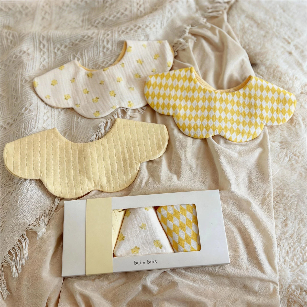 Bavoir bébé 360° en coton double gaze – Doux, absorbant et imperméable