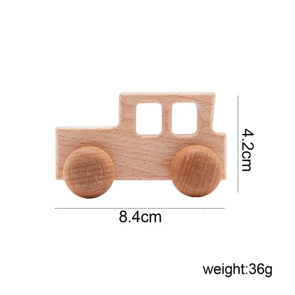 Voiture en Bois pour Bébé – Jouet Montessori Éducatif en Bois de Hêtre, Véhicule Cartoon, Jouet de Dentition et Cadeau de Naissance